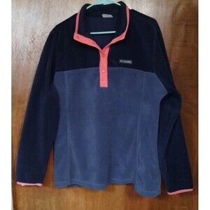 Columbia Sweater Jacket 1X Blue Benton Springs 1/4 Snap Fleece Pullover Hiking